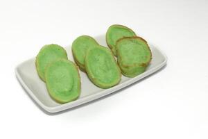 Bolu Kojo or kemojo is a typical snack from South Sumatra. Usually this cake is served at traditional events, breaking the fast, or holidays such as Eid. In general, this cake is green photo