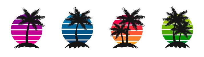 Retro sunset collection. Vintage sunset. vector