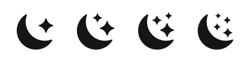 Moon icons. Moon icon set. lunar collection. Moon with stars vector