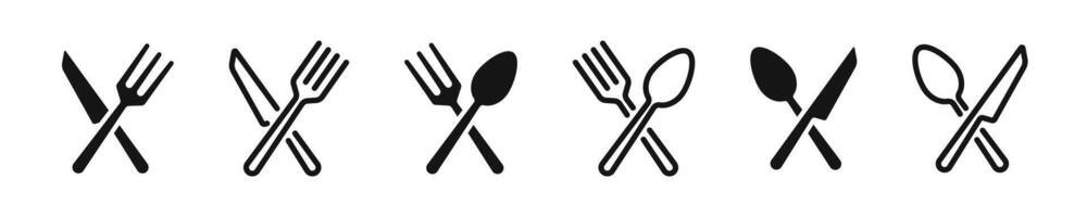 cuchara, tenedor, cuchillo iconos mostrada iconos silueta estilo iconos.cuchara, tenedor, cuchillo iconos mostrada iconos silueta estilo iconos vector