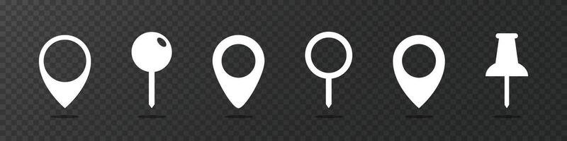 Location pins. Location pointers set. Location pointer icon set. Map pin collection. Black pin pointers vector