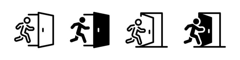 salida iconos evacuación salida. escapar iconos plano estilo iconos vector