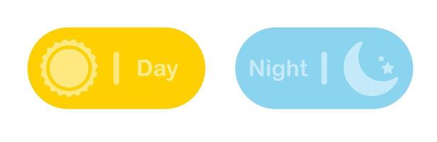 Day and night mode switch for mobile app interface design. day night switch. Day, night interface toggle. Dark mode switch icons. Mode switch illustration. vector