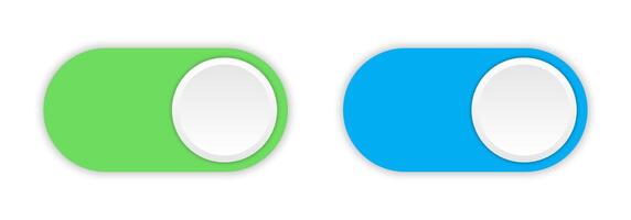 Switch buttons. toggles. On Off switcher icons. App switch button interface. Switch toggle buttons vector