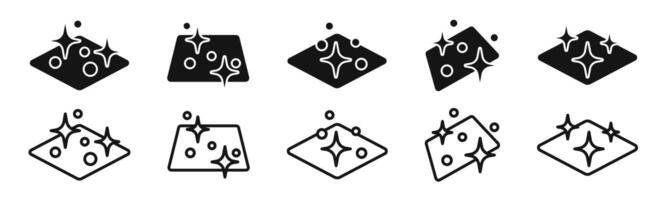 limpiar superficie iconos limpieza simbolos higiene, desinfección, limpieza, Lavado concepto iconos vector