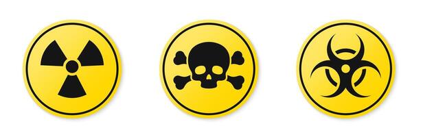 Danger signs. Warning signs set. Yellow triangle warning symbol set. vector