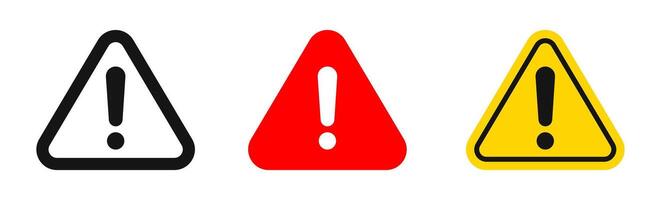 Caution icons. Warning icons. Caution alarm sign set. Danger signs. Warning attention icons vector