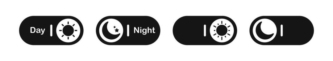 Day and night mode switch. Day, night interface toggle. Dark mode switch icons. day night switch vector