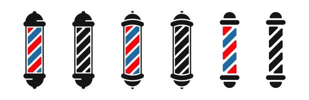 Barber Pole icon set. Barbershop pole symbols. Flat style icons. vector