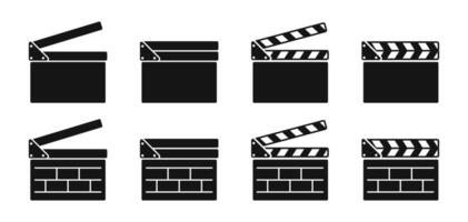 Clapper board icon set. Movie clapper. Clapper board illustration. Film clap board vector