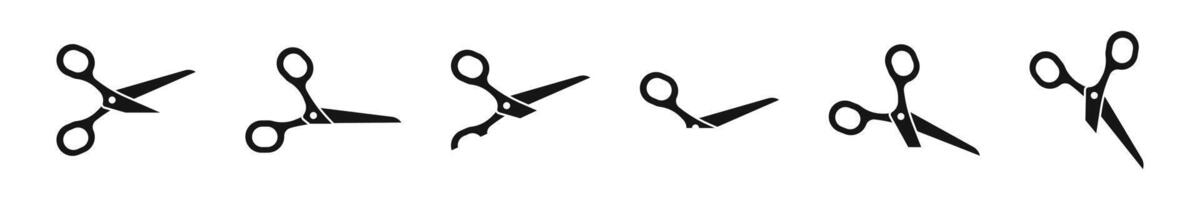 Scissors icons. Cutting scissors silhouettes. icon set. vector