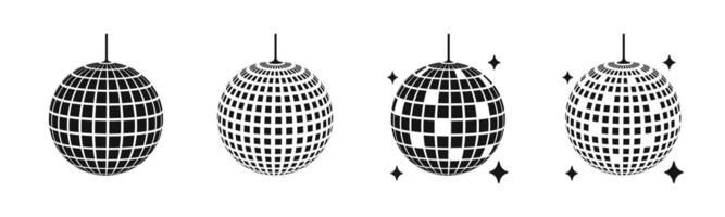 disco pelota icono. Club nocturno disco pelota. reluciente disco pelota iconos brillante espejo esfera para Club nocturno fiesta.v vector