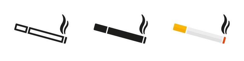 cigarrillo icono colocar. de fumar concepto icono. plano estilo iconos vector