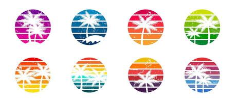 Retro sunset collection. Vintage sunset. 80s in retro style sunset. vector