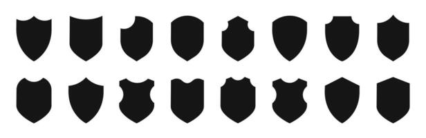 Shield icon set. Protection symbols. Protect shield silhouettes. Silhouette style icons. vector