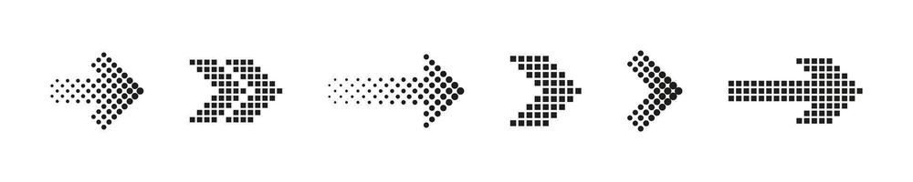 Dotted arrows set. Halftone arrow icons. arrow collection. Arrow icon. Arrow Cursor set. vector
