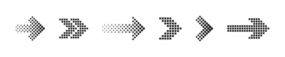 Dotted arrows set. Halftone arrow icons. arrow collection. Arrow icon. Arrow Cursor set. vector