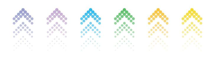 Colored up dotted arrows set. Halftone arrow icons. Colorful arrow collection. Arrow icon set. Arrow collection. vector
