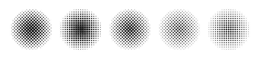 Halftone circle set. Dotted comic style element. Halftone circular pattern. vector