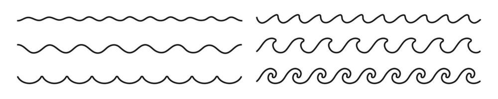 Wavy line set. Waves ornament collection. vector