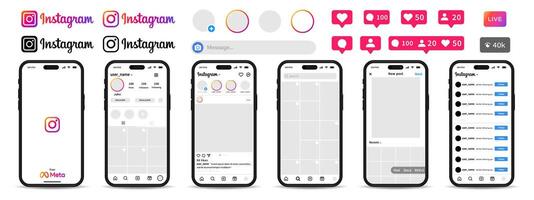 Instagram application interface. Instagram mockup. Instagram screen social media and social network interface template. vector