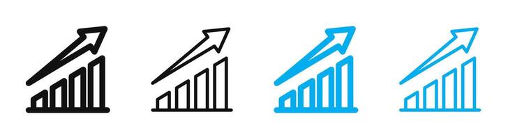 Growing graph simple icons set. Growing graph icons. Growing graph icons. Infographic charts vector