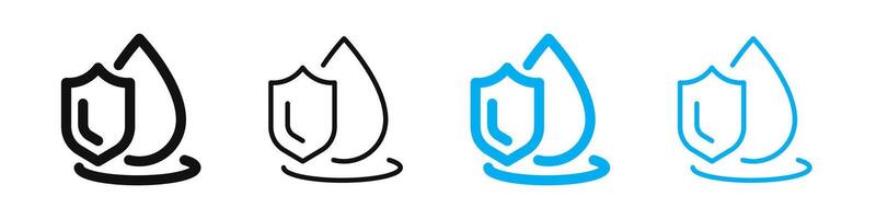 agua proteccion iconos agua prueba iconos agua resistente señales. vector