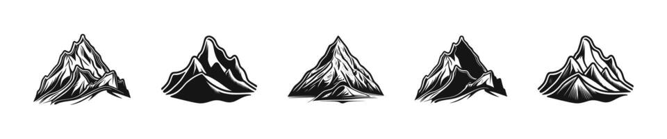 Mountain artistic emblem. Mountains set. Hiking concept creative logotype. vector