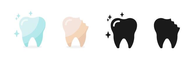 Teeth icons set. Tooth icon set. Clean teeth. vector