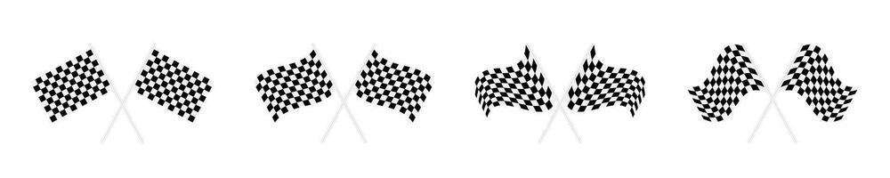 Racing flags. Checkered simple flags. Start and finish crossed flags vector