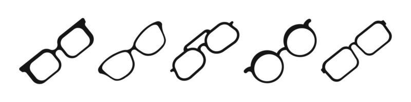 Sunglass icon set. Sunglasses, glasses silhouettes. Set of glasses. Lens vector