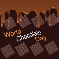 mundo chocolate día con kawaii chocolate en azul vector