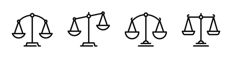 Justice scales icons set. Scales icon set. Law scales icon. Libra icon. vector