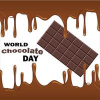 World Chocolate Day with Kawaii Chocolate on blue vector