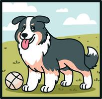 cute shetland sheepdog illustration vector