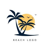 Summer Beach Illustration Concept Logo Design vector