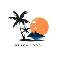 Summer Beach Illustration Concept Logo Design vector