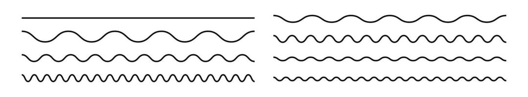 Wavy lines. Set of wavy horizontal lines. Wavy zigzag lines. Zig-zag elements vector