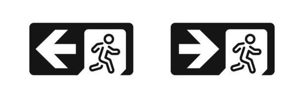 Emergency exit icon set. Exit arrows. Exit icons vector