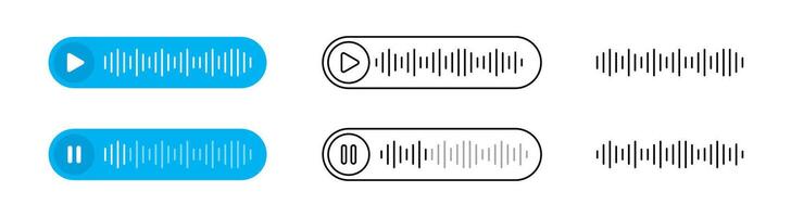 Voice message icon. Voice message bubbles. Sound wave icons. Mobile messenger app, online radio, podcast interface element. vector