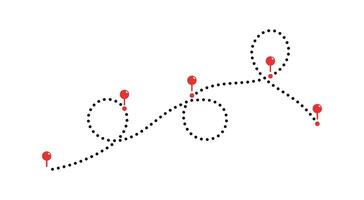 Dotted line path with location map pins. Line path with pointers. Dotted pathway. Airplane routes set. Routes set. Travel navigation. Travel route. vector