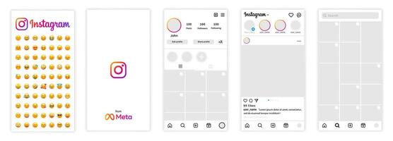 Instagram interface templates. Instagram mockups. Social network interface. Instagram concept illustration Rivne, Ukraine - January 30, 2024 vector