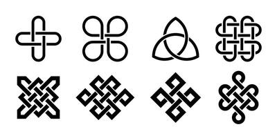 Celtic knot icons. Celtic elements. Celtic trinity knots collection. Endless knot symbols vector
