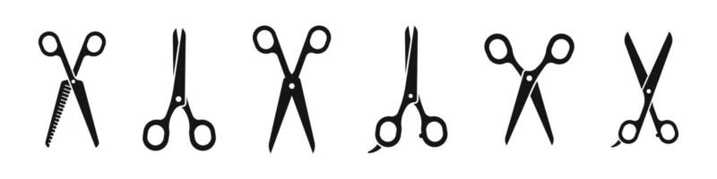 Scissors icon set. scissors collection. Silhouette style icons. vector