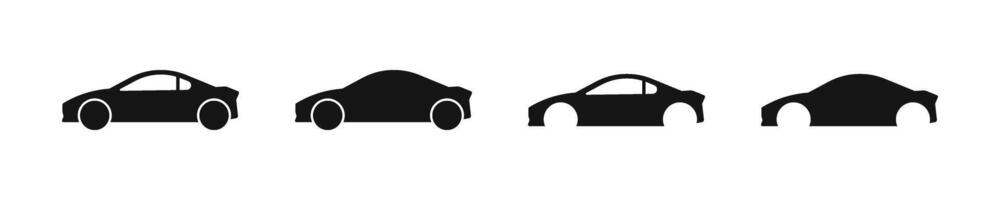 coche siluetas sedán motor vehículo silueta. coche icono colocar. coche iconos coche simbolos transporte símbolo. vector