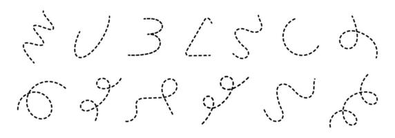 Line path. Dotted pathways. Airplane routes set. Dotted line path. Routes set. vector