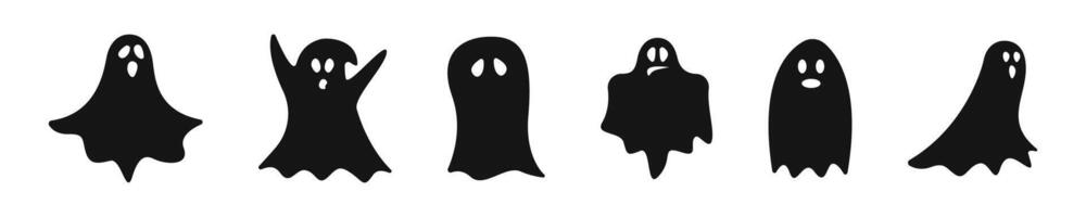 fantasma siluetas fantasmas haloween recopilación. silueta estilo iconos vector