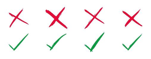 Tick, Check mark and cross-mark 1 on a white background, illustration. vector
