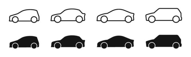 Car icon set. Linear style car icons. Transport symbol. Car illustration. vector