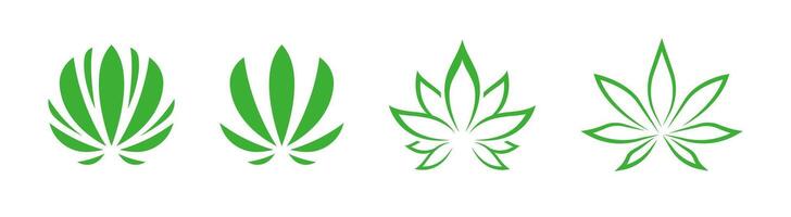 Lotus leaves green icon set. Harmony symbol collection. vector